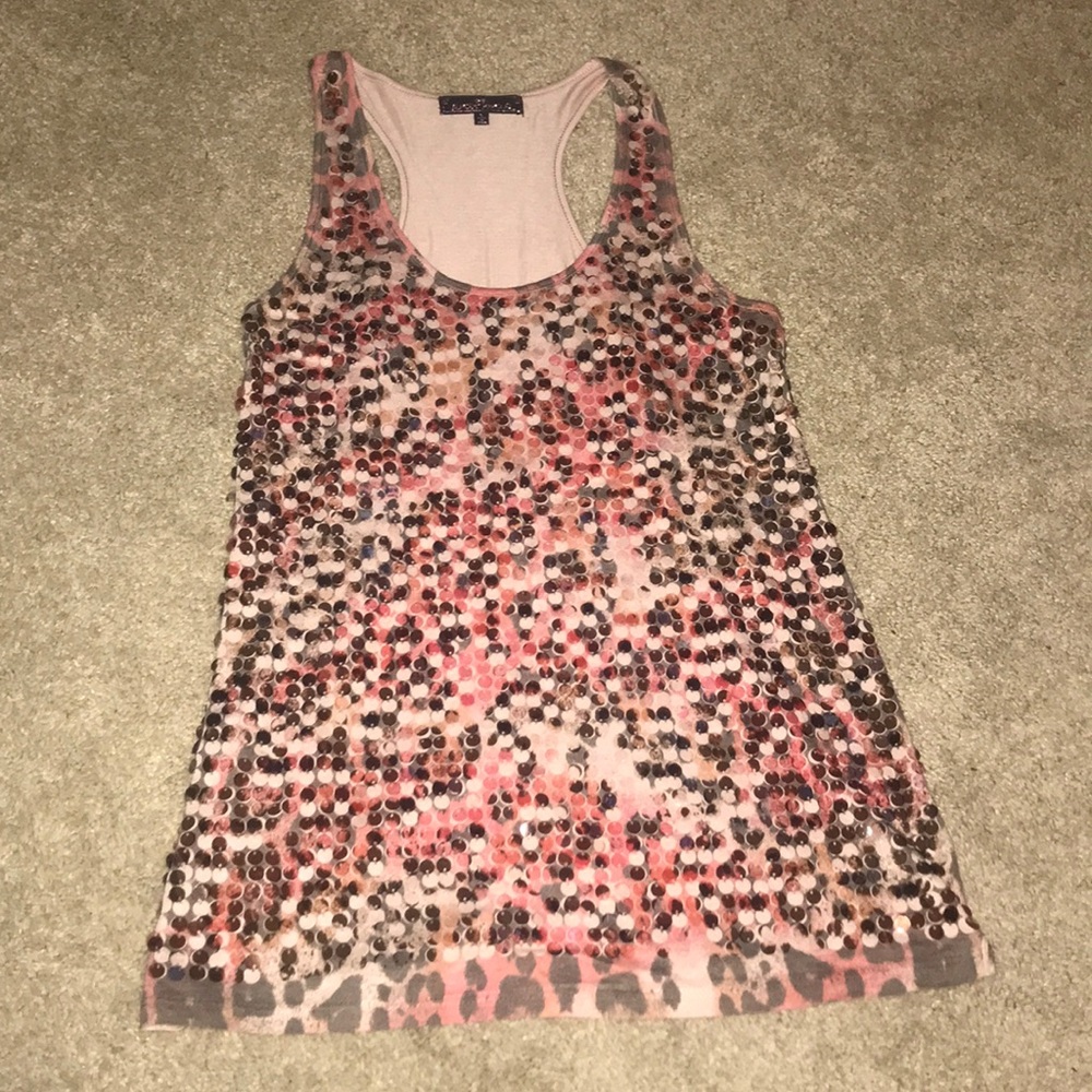 Pink sequence tank-top